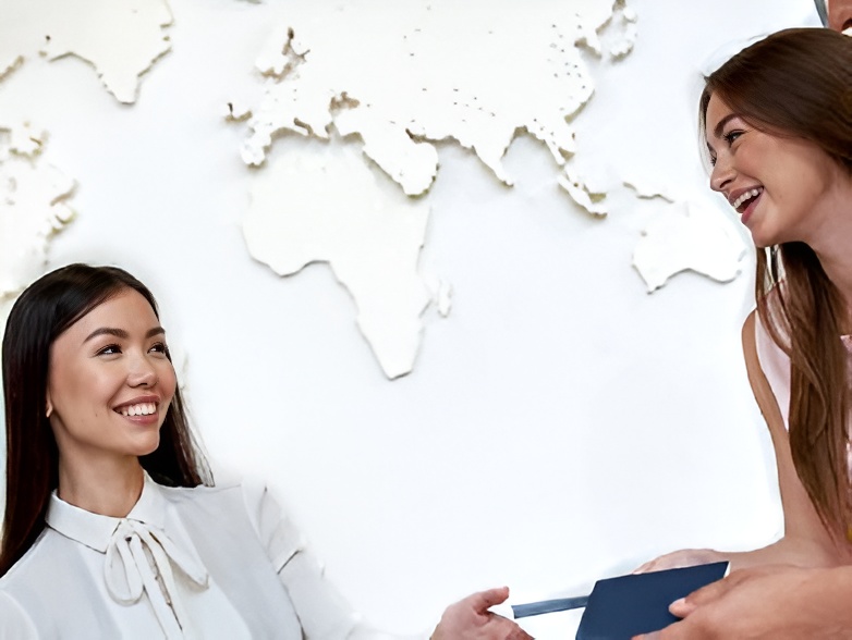 Family celebrating with passports at Dubai airport for successful visa services in Dubai blog