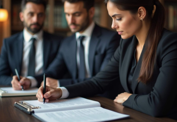 Corporate translator working on multilingual legal documentation in UAE office